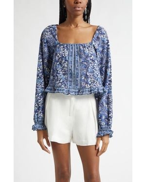 Ramy Brook Farah Floral Crop Pullover - Blue