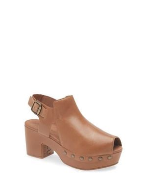 Chocolat Blu Galla Slingback Peep Toe Platform Clog - Brown