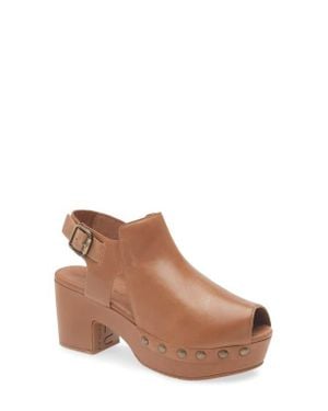 Chocolat Blu Galla Slingback Peep Toe Platform Clog - Brown