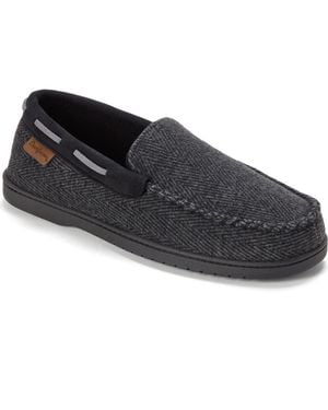 Dearfoams Keaton Microsuede Moccasin Slipper - Black