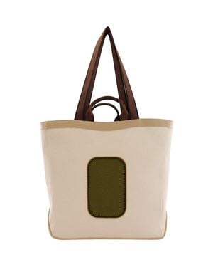 BEHNO Maison Large Canvas & Leather Tote - Multicolor