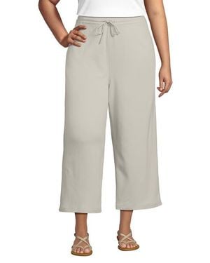 Lands' End Sport Knit Pull On Drawstring Wide Leg Crop Pants - Gray