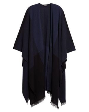 Akris Fringed Wool & Cashmere Cape - Blue