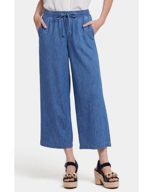 NYDJ Jayne Cotton Pull-On Ankle Wide Leg Jeans - Blue