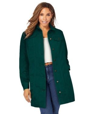 Jessica London Long Denim Jacket - Green