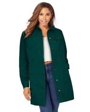 Jessica London Long Denim Jacket - Green
