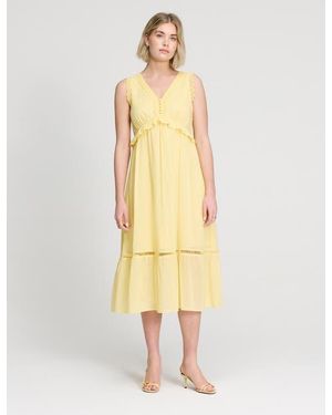 Finery London Myriam Sleeveless Cotton Midi Dress - Yellow