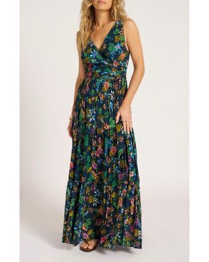 Matty M Floral Print Sleeveless Maxi Dress - Blue