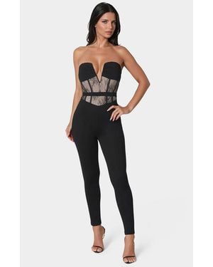 Bebe Lace Corset Catsuit - Blue