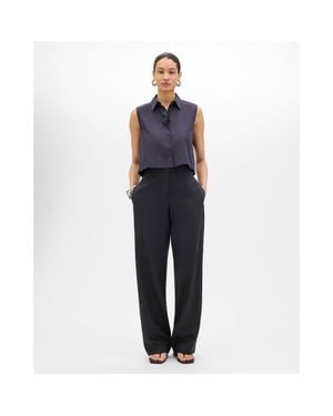 Another Tomorrow Cropped Sleeveless Shirt - Blue