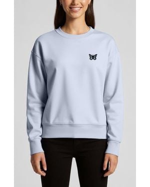 Alix Butterfly Relaxed Fleece Crewneck Sweatshirt - White