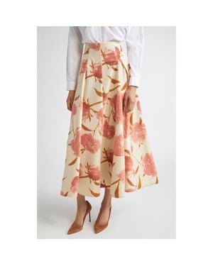 Lela Rose Parker Floral Cotton Poplin A-Line Skirt - Multicolor