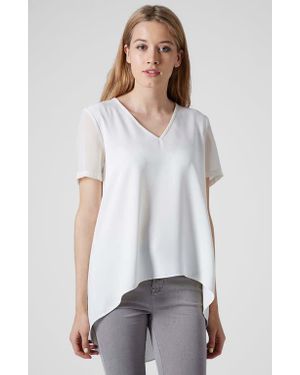 TOPSHOP Chiffon Sleeve High/Low Top - White