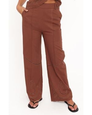 Petal & Pup Dalia Eyelet Wide Leg Pants - Red