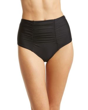 Becca Color Code Ruched High Waist Bikini Bottoms - Black