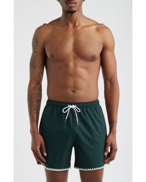 MAVRANS Course Stitch Swim Trunks - Blue