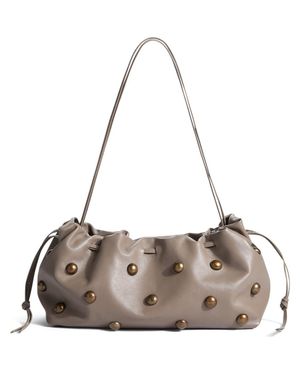 Altuzarra Drawstring Studded Leather Clutch - Gray