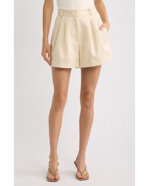 Odd Muse Pleated High Waist Shorts - Natural