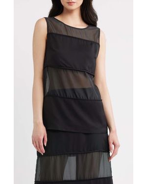 a.ren Rene Semi Sheer Panel Tank - Black