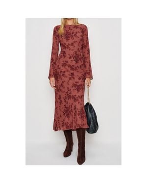 Reformation Esra Floral Print Long Sleeve Dress - Red