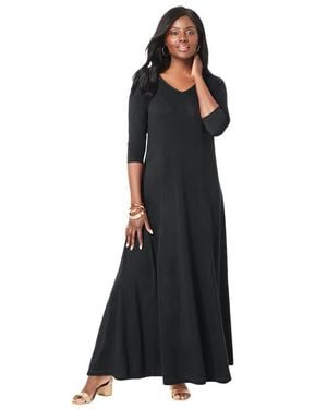 Jessica London Double-V Maxi Dress - Black