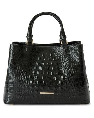 Brahmin Small Denise Croc Embossed Leather Satchel - Black
