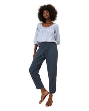 Pact Organic Cotton Coastal Double Gauze Tapered Pull-On Pant - Blue