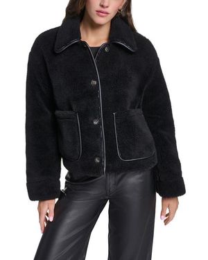 Levi's Faux Fur Jacket With Faux Leather Trim - Black
