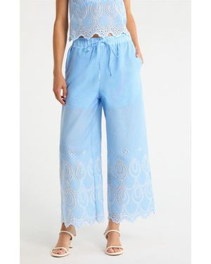 Sugarlips Geyser Striped Eyelet Wide Leg Pants - Blue