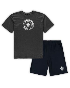 Concepts Sport Heathered Charcoal Toronto Maple Leafs Big & Tall T-Shirt & Shorts Sleep Set - Black