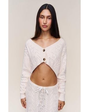 GUIZIO Noah Wool Cable Crop Cardigan - Natural