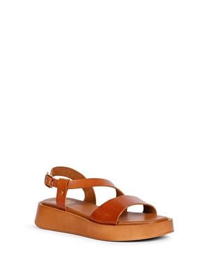 VIVI BLU Nasrin Ankle Strap Platform Wedge Sandal - Brown