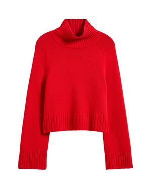 Reformation Brooke Crop Cashmere Turtleneck Sweater - Red
