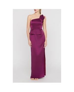Kay Unger Kiara One-Shoulder Gown - Purple
