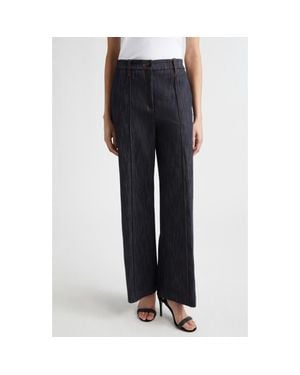 Eleventy Pintuck Wide Leg Jeans - Blue