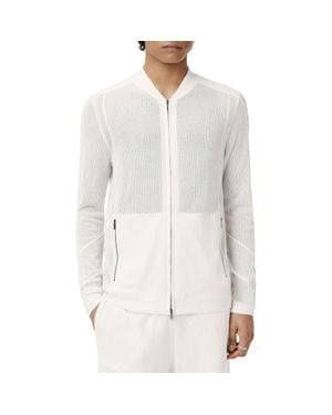 John Varvatos Wirths Organic Cotton Mesh Sweater Jacket - White