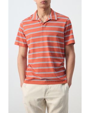 Mango Regular Fit Stripe Cotton Polo - Red