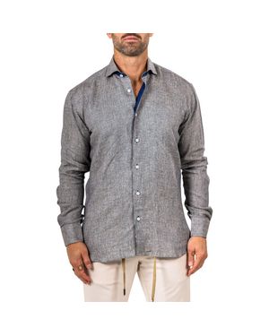 Maceoo Eins Marthy Contemporary Fit Linen Button-Up Shirt - Gray