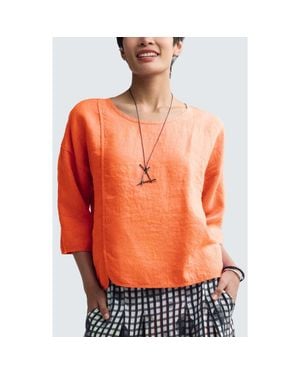 Luukaa Solara Boxy Linen Blouse - Orange