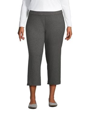 Lands' End Plus Size Starfish Mid Rise Pull On Crop Pants - Gray