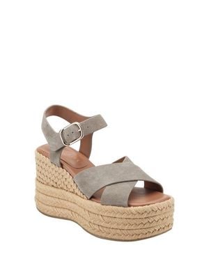 Marc Fisher Pasion Espadrille Ankle Strap Platform Wedge Sandal - Gray
