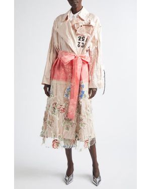 Erdem Embellished Textured Satin Trench Coat
