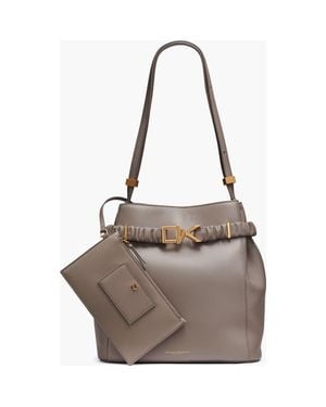 Donna Karan Gingham Bucket - Gray