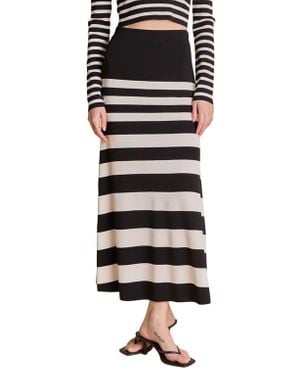 Endless Rose Stripe Midi Sweater Skirt - Black