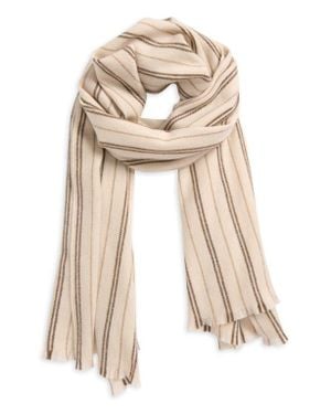 Vince Messa Stripe Cashmere Fringe Scarf - Natural