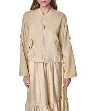 DKNY Linen Blend Bomber Jacket - Natural