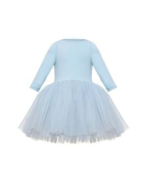 Mini Celebrities Cotton Tulle Dress - Blue