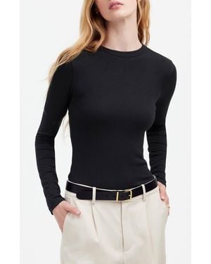 Madewell Drapey Long Sleeve Rib T-Shirt - Black