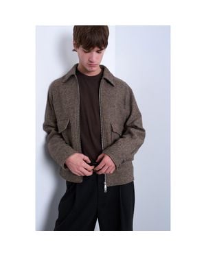 TOPMAN Herringbone Short Jacket - Brown