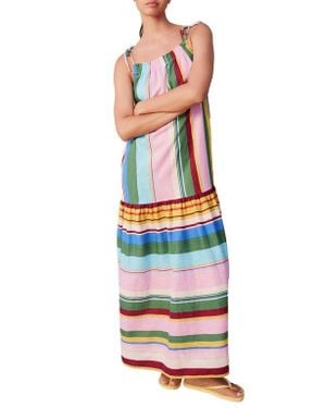Next Stripe Tie Strap Maxi Sundress - White